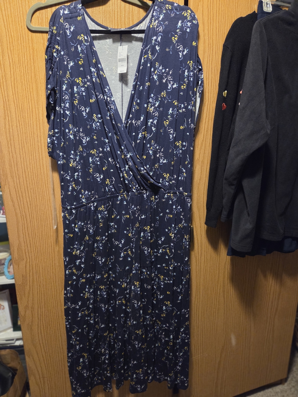 Lane Bryant Navy Floral Wrap-Front Maxi Dress
